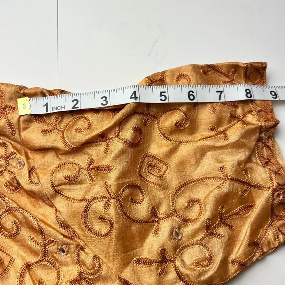 Short Sleeve Indian Style Dress or Tunic or Kurta Yellow Gold Color Embroidered - Picture 7 of 8